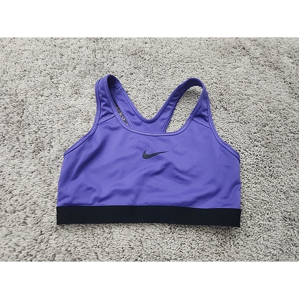 Nike Dri-Fit Women's Medium M Purple Black Racerback Pullover Sports Bra Top